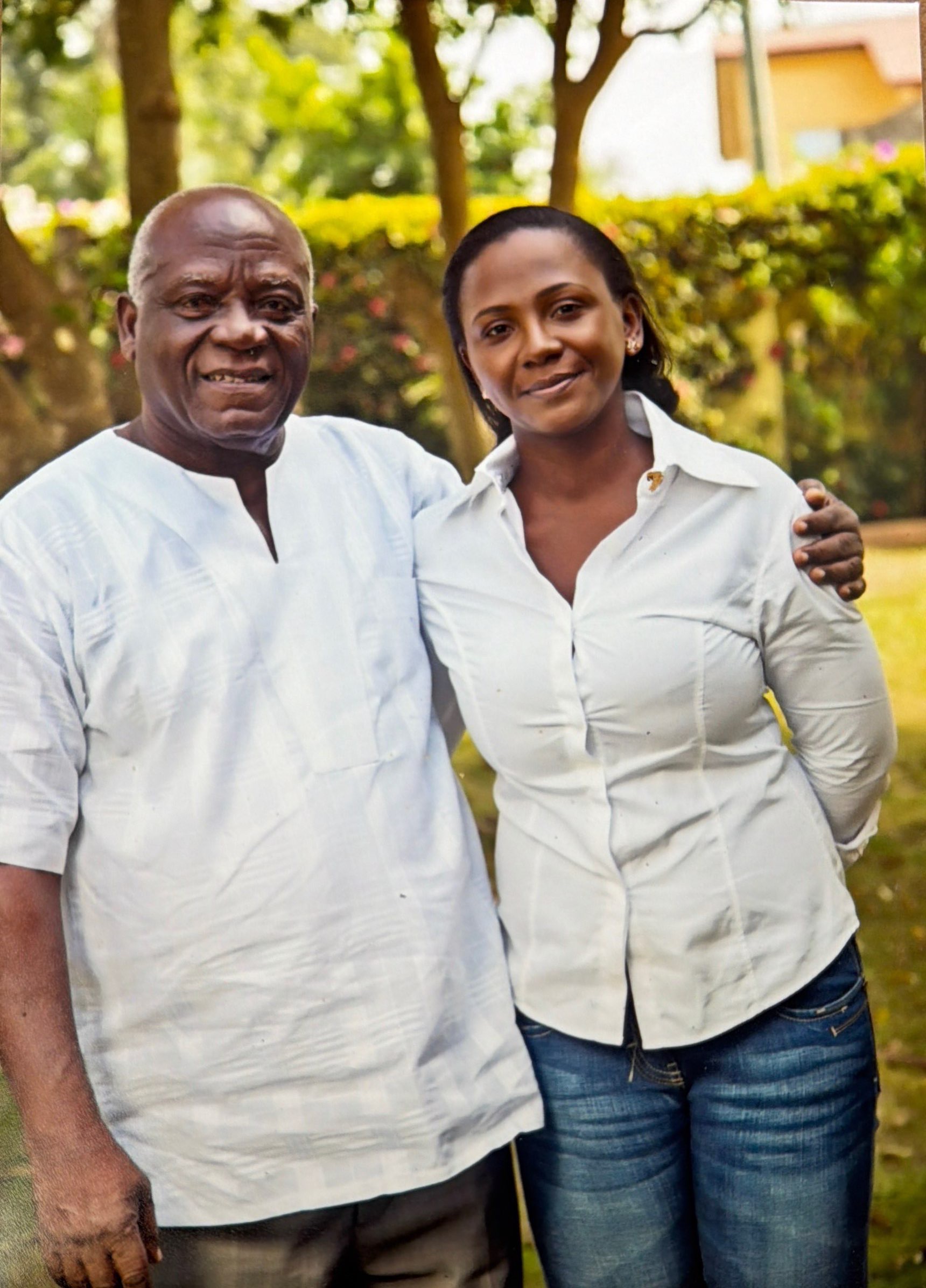 Adwoa and her father in the garden
