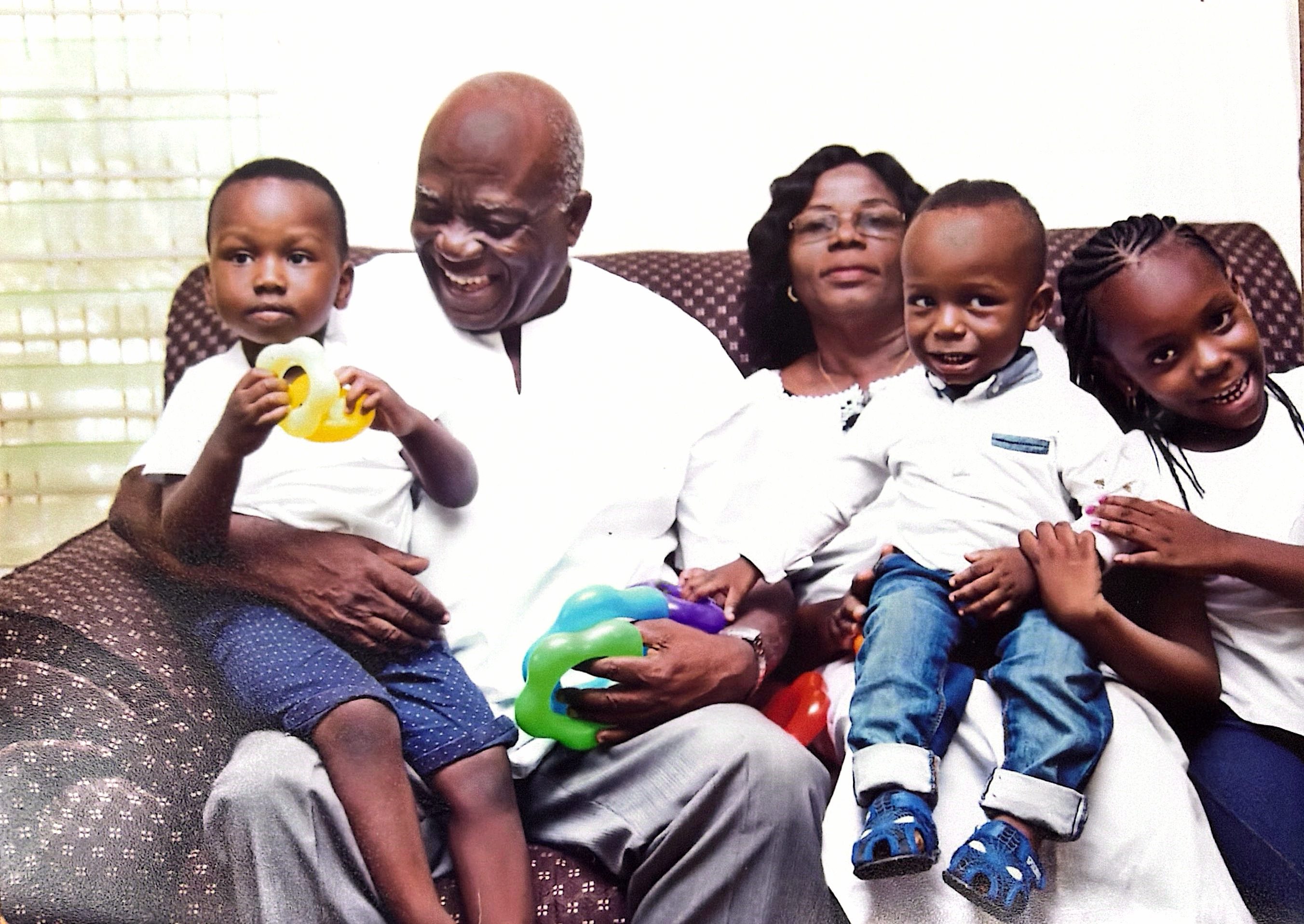 Grandpa David and Grandma with grandchildren
